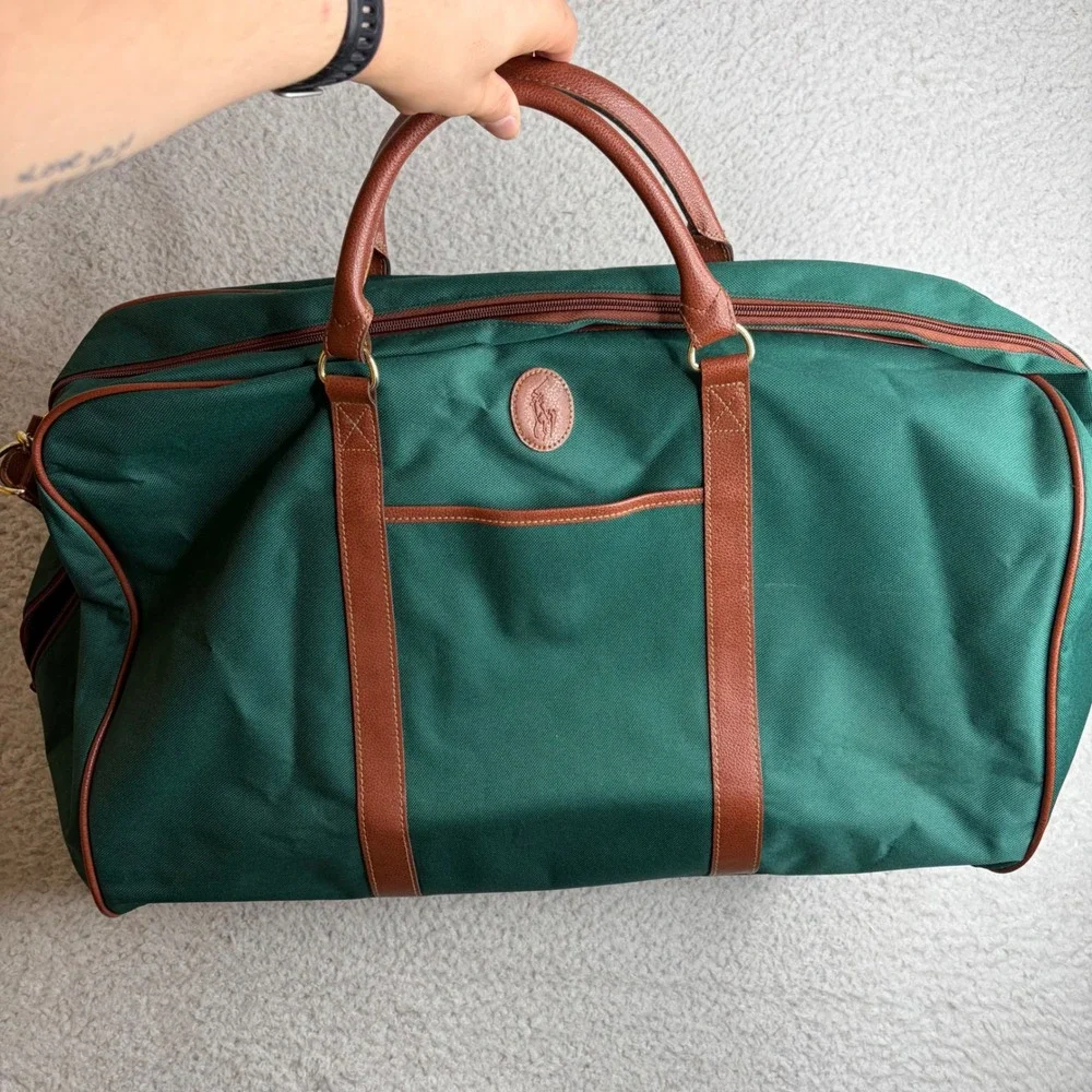 Polo Ralph Lauren Green Canvas Duffle Bag Weekender Travel Luggage Fragrance